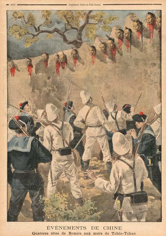 14个义和团的头颅挂在墙壁上1900年.jpg