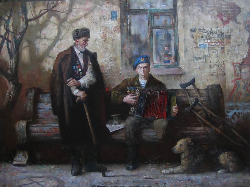 Andrey Kartashov (安德烈·卡塔晓夫) The soldier disabled by wounds in his leg is.jpg