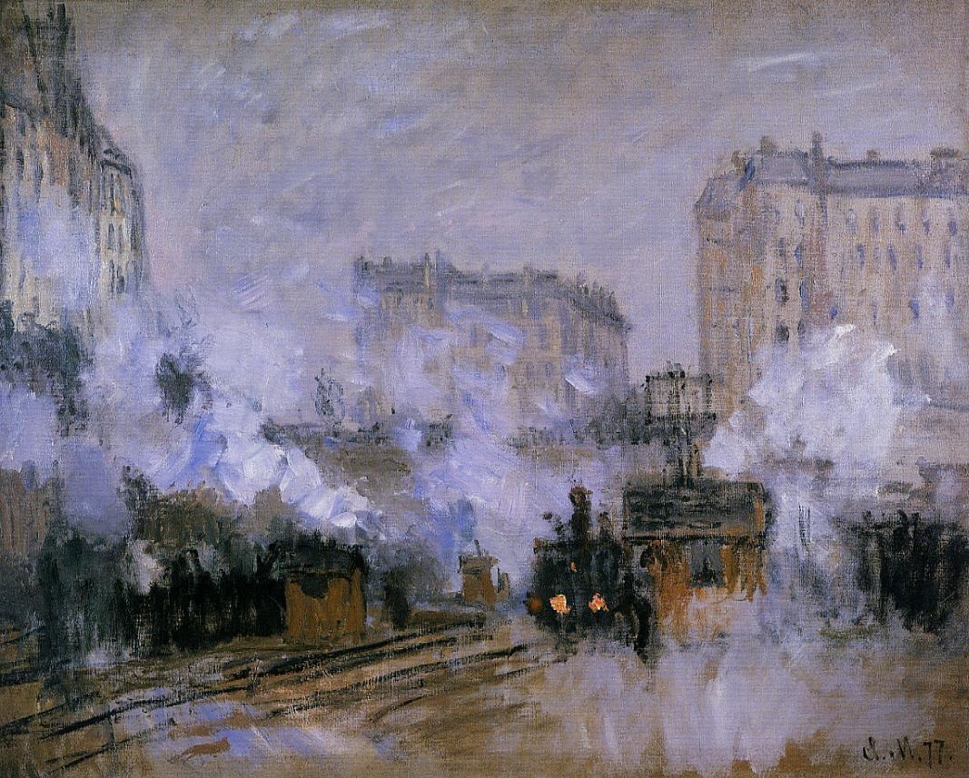 Exterior of Saint-Lazare Station, Arrival of a Train.jpg