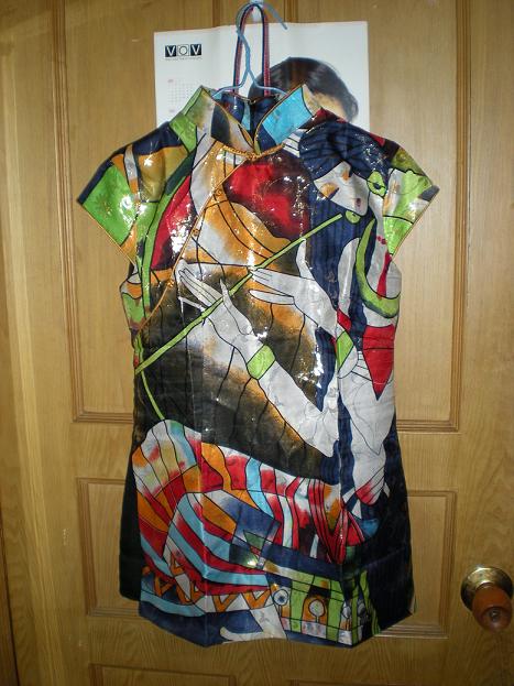 拼镶式蚕丝旗袍式短上装